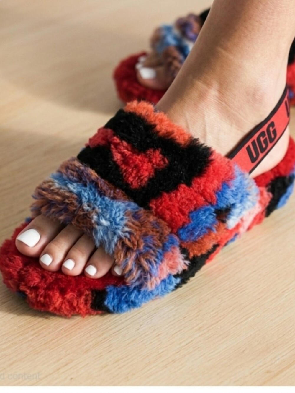 UGG Fluff Yeah Slide CALI Collage Slipper Size 7  Multicolor